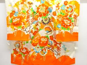 アンティーク　花車模様刺繍着物